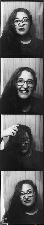 black and white photobooth strip with 4 portraits of soraya